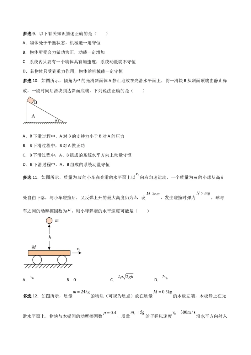 第28讲动量守恒定律的应用-2024届高中物理一轮复习提升素养导学案（全国通用）原卷版_4.2025物理总复习_2024年新高考资料_1.2024一轮复习
