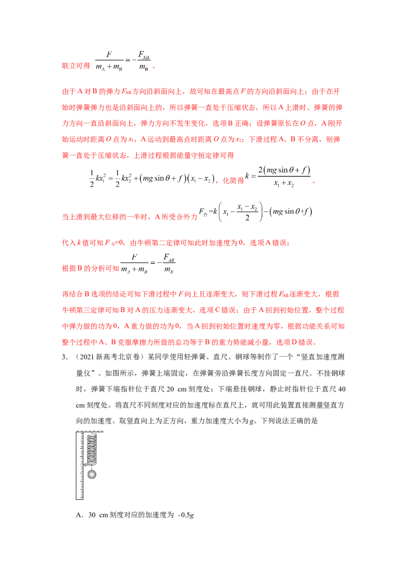 专题21.弹簧模型（解析版）--2023高考二轮复习_4.2025物理总复习_2023年新高复习资料_二轮复习_2023年高考物理二轮复习二十五专题精练287608825_专题21弹簧模型