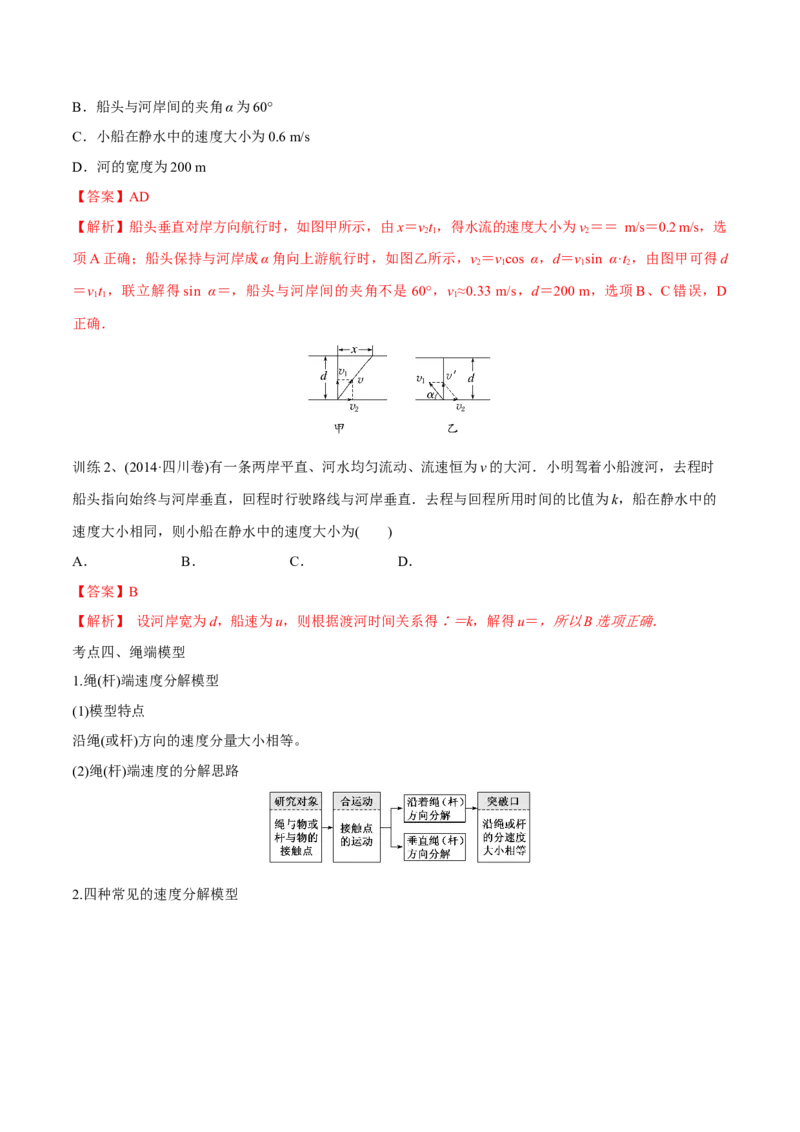 第一讲曲线运动运动的合成与分解（解析版）_4.2025物理总复习_2023年新高复习资料_一轮复习_2023年高三物理一轮复习精讲精练278111462_第四章曲线运动