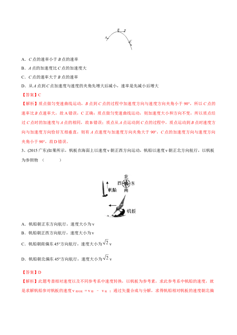 第一讲曲线运动运动的合成与分解（解析版）_4.2025物理总复习_2023年新高复习资料_一轮复习_2023年高三物理一轮复习精讲精练278111462_第四章曲线运动