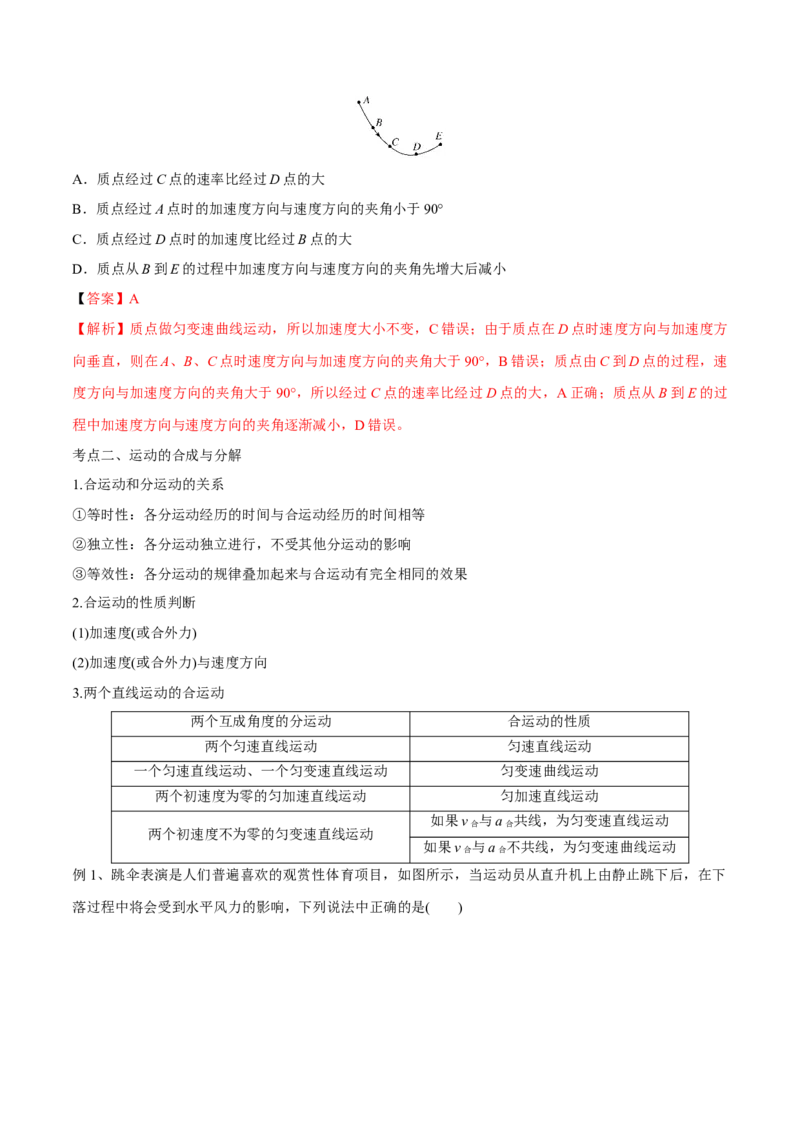 第一讲曲线运动运动的合成与分解（解析版）_4.2025物理总复习_2023年新高复习资料_一轮复习_2023年高三物理一轮复习精讲精练278111462_第四章曲线运动