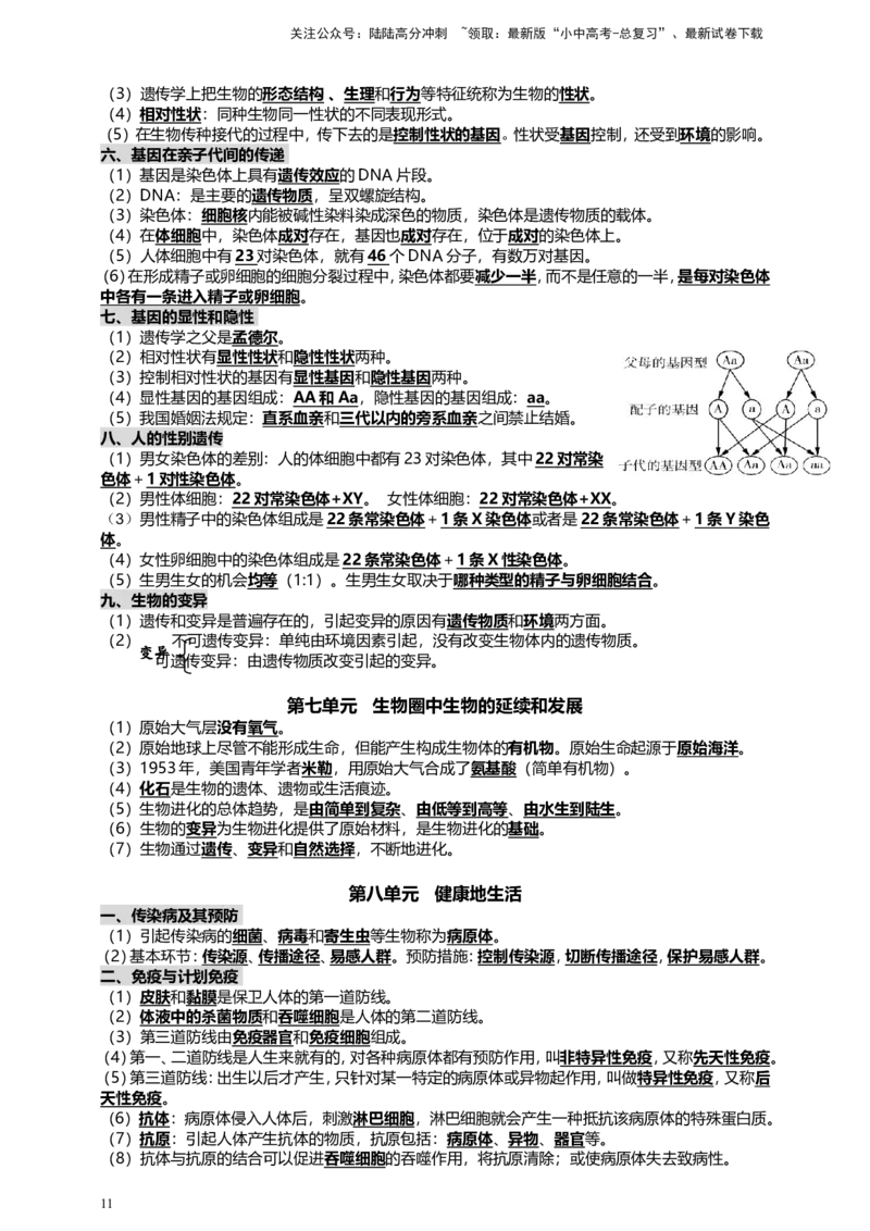 人教版中考生物教材核心知识必背_02中考总复习（2026版更新中）_08-生物-中考总复习_2025中考复习资料_2025中考生物必背知识点