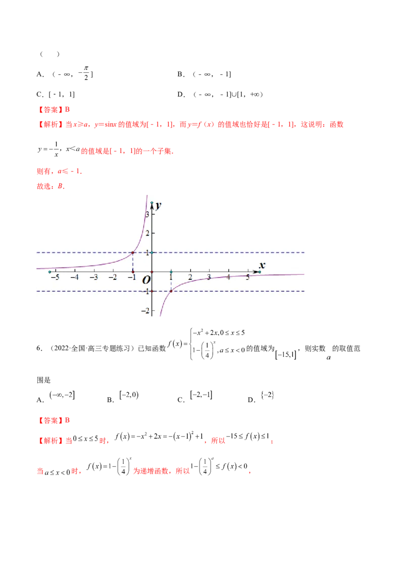 8.3值域（精练）（基础版）（解析版）_2.2025数学总复习_2023年新高考资料_一轮复习_2023年高考数学一轮复习（基础版）（新高考地区专用）