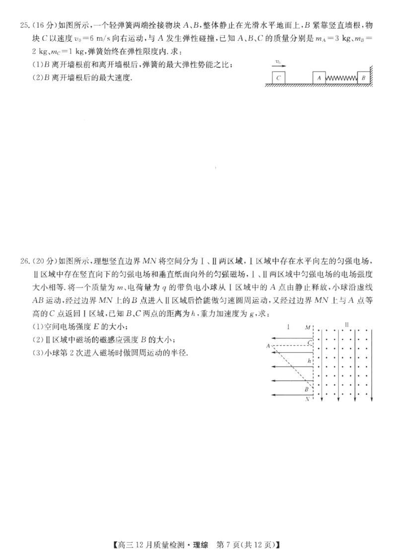 理综_4.2025物理总复习_2023年新高复习资料_3物理高考模拟题_新高考_2023届九师联盟高三12月巩固卷理综_2023届九师联盟高三12月巩固卷理综