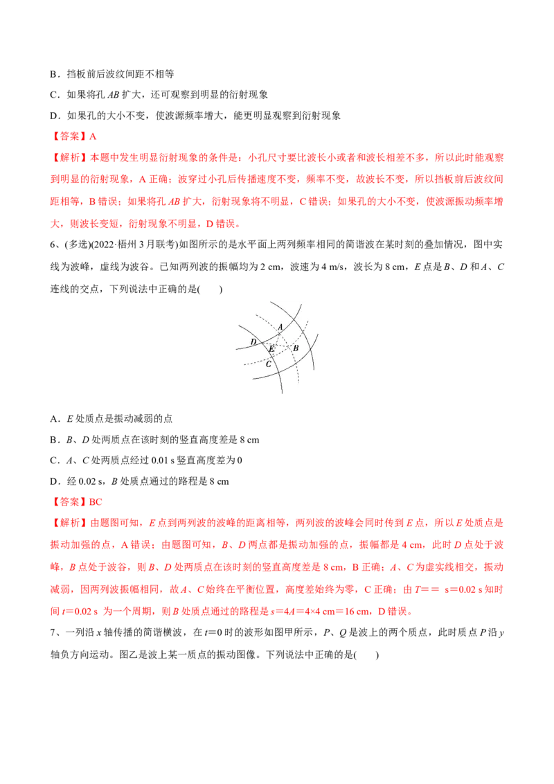 第二讲机械波（解析版）_4.2025物理总复习_2023年新高复习资料_一轮复习_2023年高三物理一轮复习精讲精练278111462_第十五章机械波_第二讲机械波-2023年高三物理一轮复习精讲精练