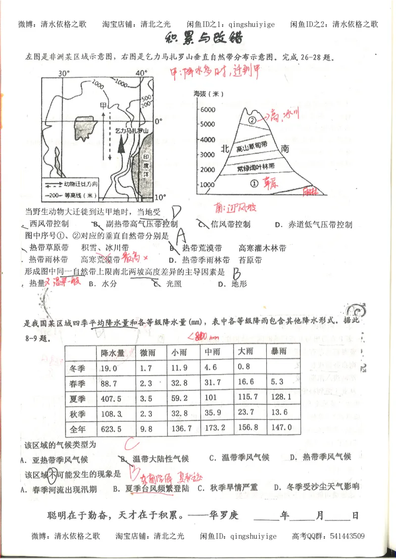 3.衡水中学高考积累与改错_地理（第3本）_164页_高中衡水学霸笔记_高中全部赠品_错题集高中九科_地理积累与改错