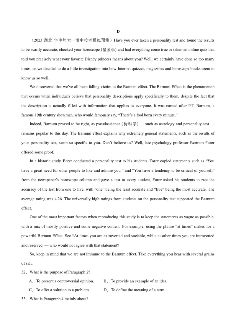 2024年一轮复习模拟卷第二模拟（新高考七省卷）（解析版）_3.2025英语总复习_2024年新高考资料_1.2024一轮复习_2024年高考英语一轮复习讲练测（新教材新高考）_第八部分一轮复习模拟