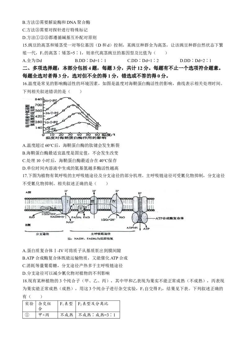 江苏省扬州市2024-2025学年高三上学期开学考试生物Word版含答案_A1502026各地模拟卷（超值！）_9月_240906江苏省扬州市2024-2025学年高三上学期开学考试