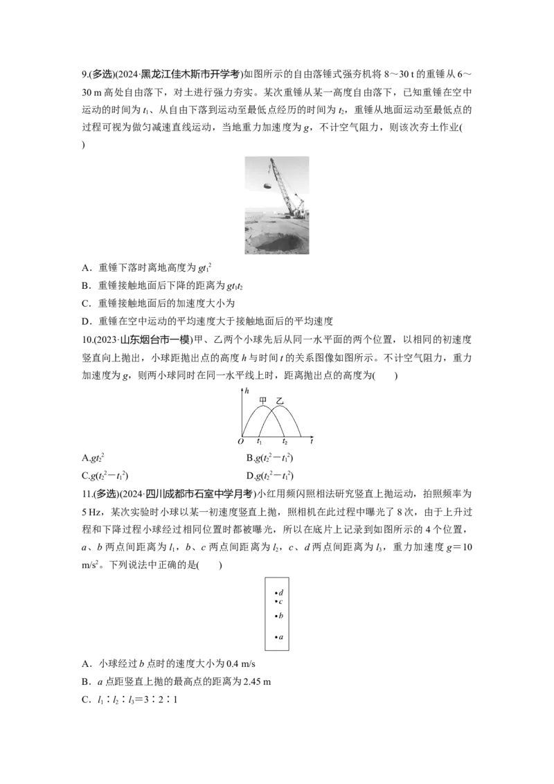 第一章　第3练　自由落体运动和竖直上抛运动　多过程问题_4.2025物理总复习_2025年新高考资料_一轮复习_2025物理大一轮复习讲义+课件ppt（完结）_2025一轮复习88练