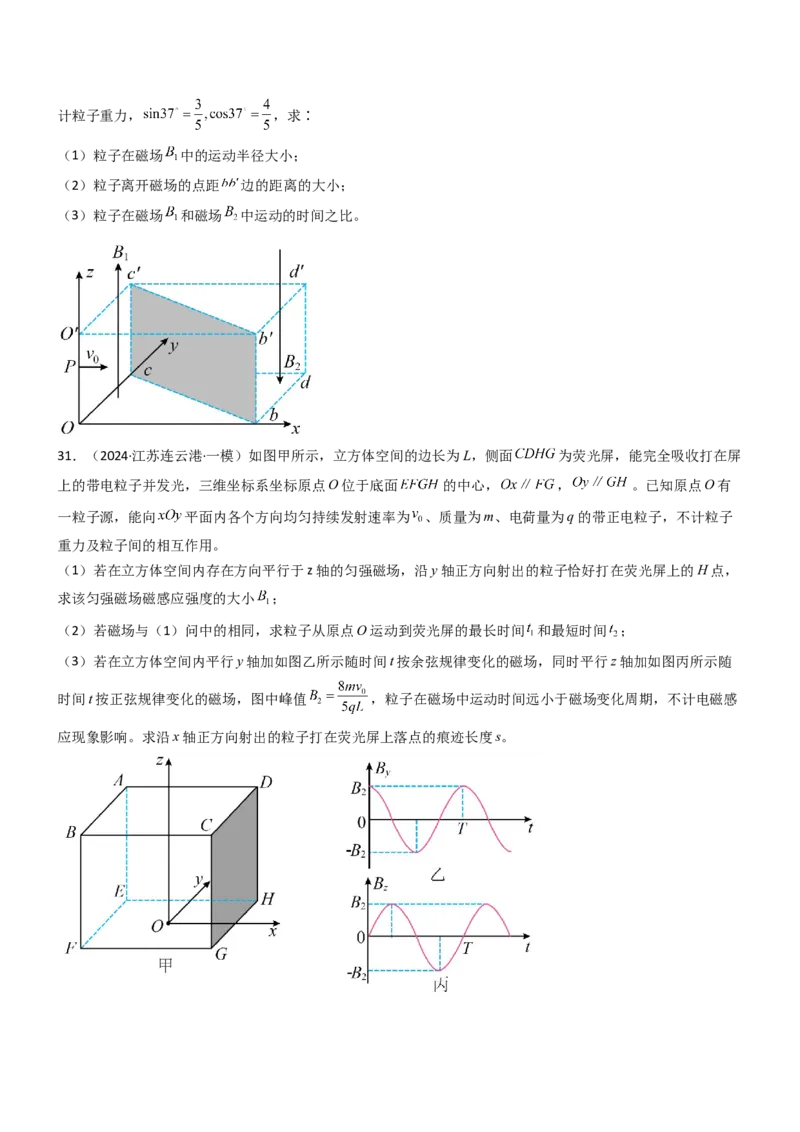 压轴题07带电粒子在磁场中的运动（原卷版）_4.2025物理总复习_2024年新高考资料_5.2024三轮冲刺_2024年高考物理压轴题专项训练（新高考通用）