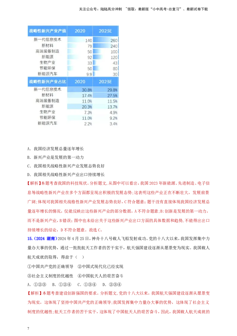 九上第一单元&nbsp;富强与创新（创新）（教师版）_02中考总复习（2026版更新中）_07-道法-中考总复习_2025中考复习资料_中考道德与法治真题分类汇编（单元汇编）