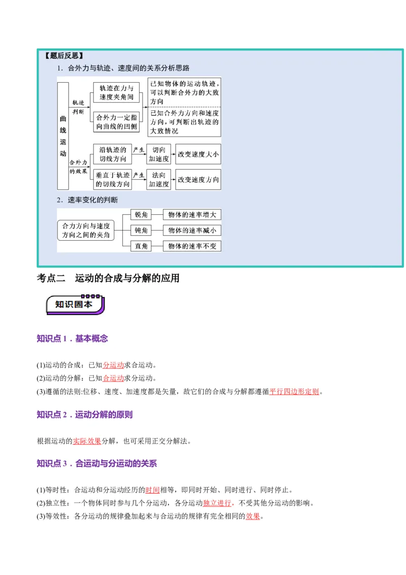第13讲曲线运动、运动的合成与分解（讲义）（解析版）_4.2025物理总复习_2025年新高考资料_一轮复习_2025年高考物理一轮复习讲练测（新教材新高考）