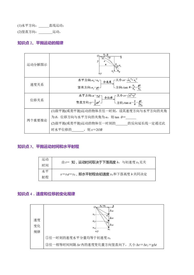 第14讲抛体运动（讲义）(原卷版)_4.2025物理总复习_2025年新高考资料_一轮复习_2025年高考物理一轮复习讲练测（新教材新高考）