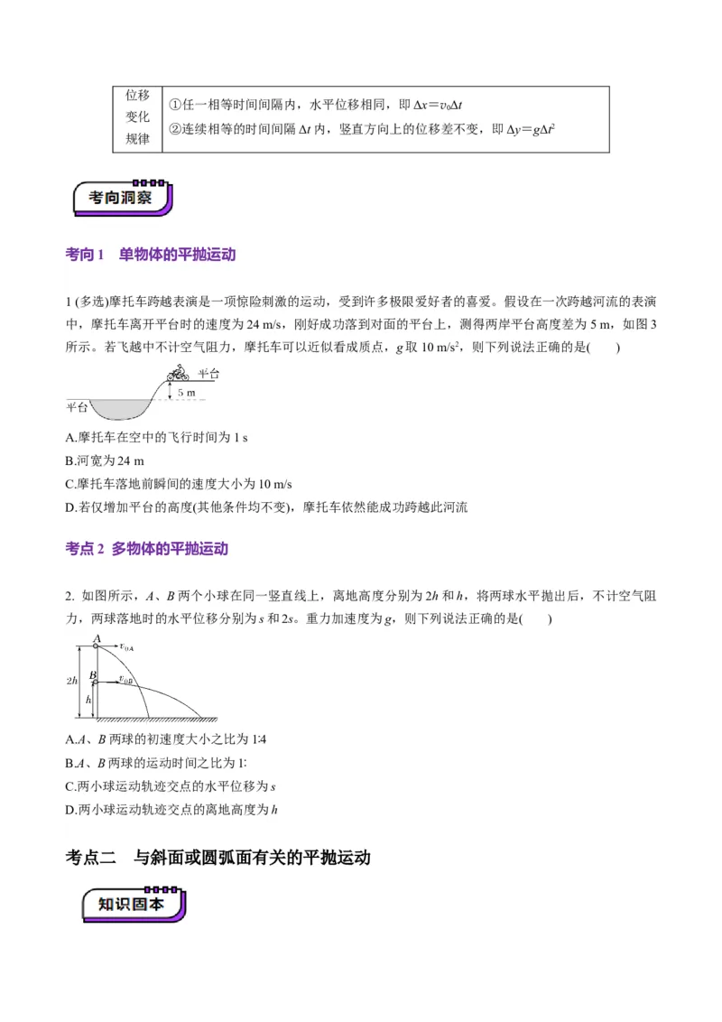 第14讲抛体运动（讲义）(原卷版)_4.2025物理总复习_2025年新高考资料_一轮复习_2025年高考物理一轮复习讲练测（新教材新高考）