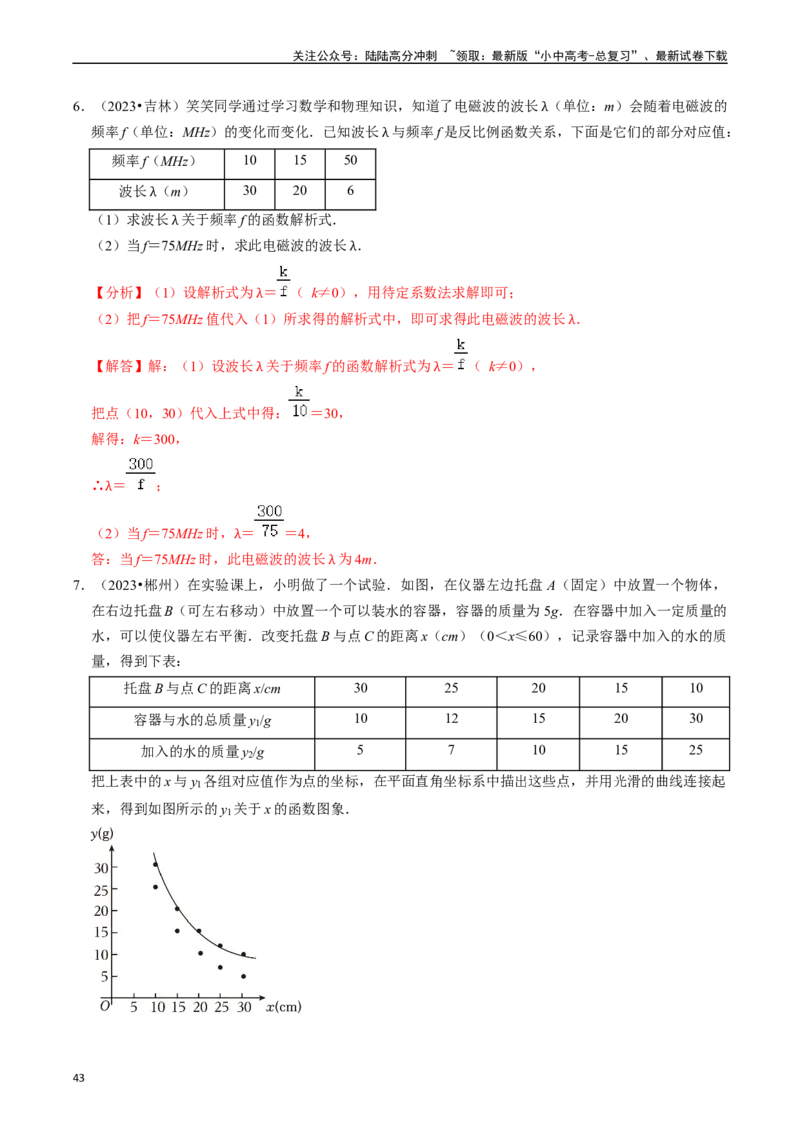 热点04一次函数与反比例函数（12大题型+满分技巧+限时分层检测）（解析版）_02中考总复习（2026版更新中）_02-数学-中考总复习_2024年中考复习资料_二轮复习资料_热点