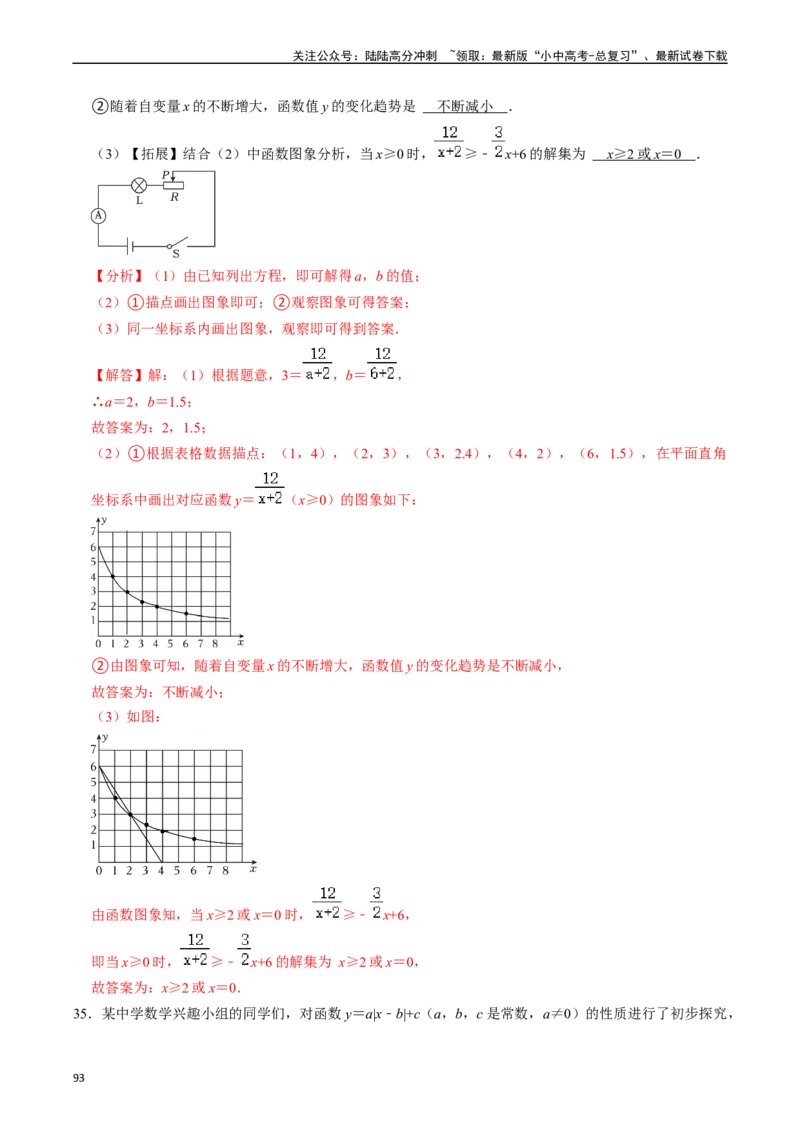 热点04一次函数与反比例函数（12大题型+满分技巧+限时分层检测）（解析版）_02中考总复习（2026版更新中）_02-数学-中考总复习_2024年中考复习资料_二轮复习资料_热点