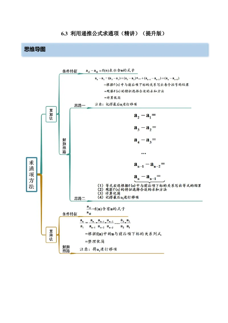 6.3利用递推公式求通项（精讲）（提升版）（解析版）_2.2025数学总复习_2023年新高考资料_一轮复习_2023年高考数学一轮复习（提升版）（新高考地区专用）