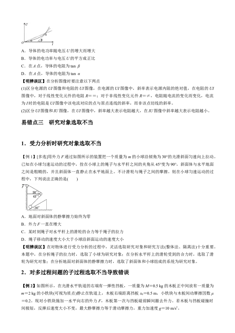 专题8.1高频易错、易混点快攻（原卷版）_4.2025物理总复习_2023年新高复习资料_二轮复习_2023届高考物理二、三轮复习总攻略290387341
