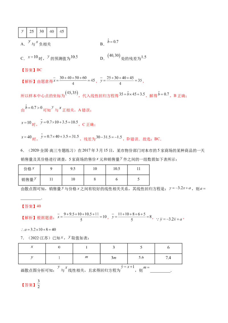 6.3统计案例（精练）（基础版）（解析版）_2.2025数学总复习_2023年新高考资料_一轮复习_2023年高考数学一轮复习（基础版）（新高考地区专用）