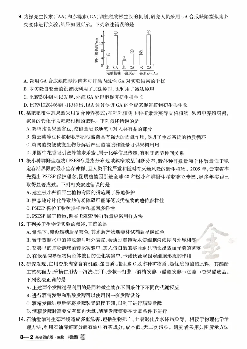 2026金考卷百校联盟高考领航卷生物试卷八（新教材不定项选择题版）_2026版金考卷&middot;百校联盟高考领航卷（全科）_2026版金考卷&middot;百校联盟高考领航卷生物（单选+不定项）