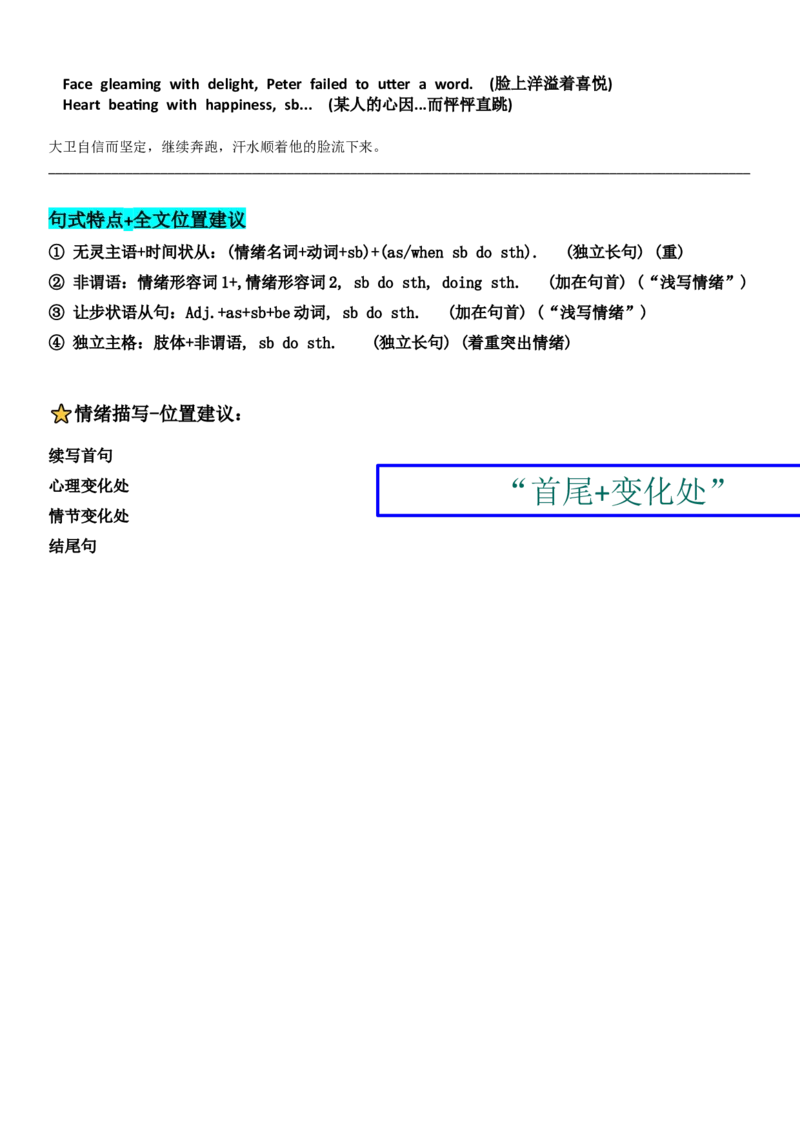 2023届高考英语二轮复习读后续写课堂学案情绪描写（无答案）_3.2025英语总复习_2023年新高考资料_二轮复习_读后续写2023届高考英语二轮复习&nbsp;课堂讲义+学案