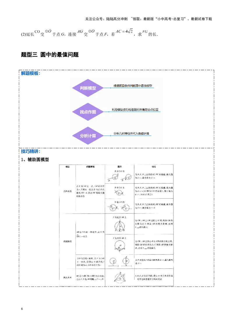 压轴题04圆的综合（5题型+解题模板+技巧精讲）（原卷版）_02中考总复习（2026版更新中）_02-数学-中考总复习_2024年中考复习资料_一轮复习资料_❤压轴题❤