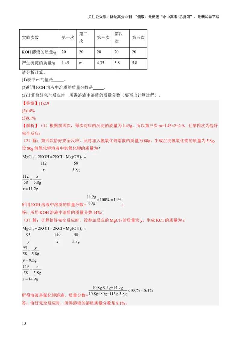 微专题12化学计算-备战2024年中考化学一轮复习考点帮（人教版）（解析版）_02中考总复习（2026版更新中）_05-化学-中考总复习_2024年中考复习资料_一轮复习资料_微专题突破