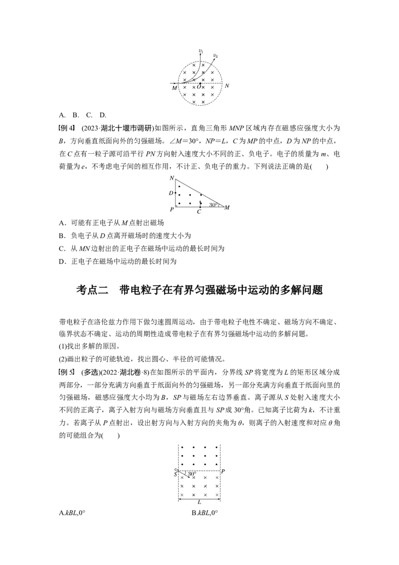 第十一章　第3课时　专题强化：带电粒子在有界匀强磁场中的运动_4.2025物理总复习_2025年新高考资料_一轮复习_2025物理大一轮复习讲义+课件ppt（完结）_2025大一轮复习讲义