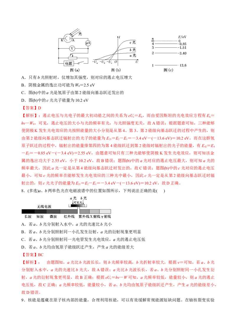 第68讲原子结构和原子核（练习）（解析版）_4.2025物理总复习_2025年新高考资料_一轮复习_2025年高考物理一轮复习讲练测（新教材新高考）