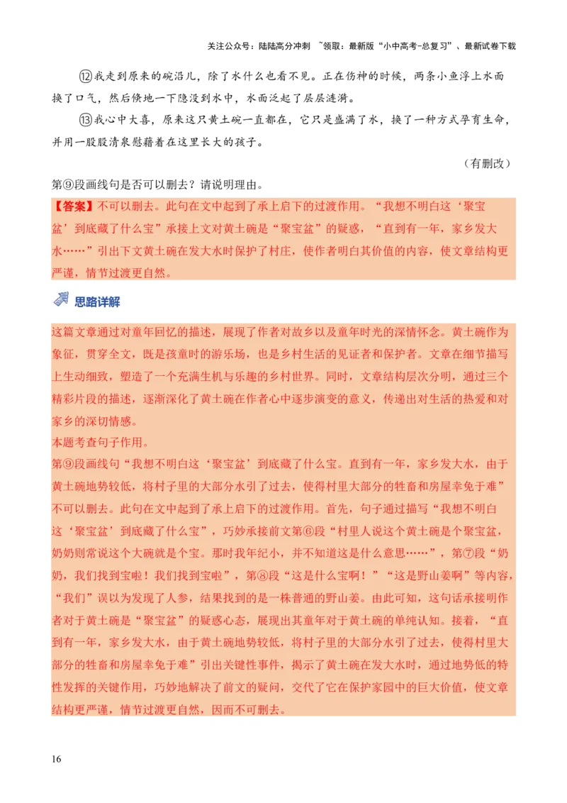 模板03词语（段落）删除（调换）类（答题模板）解析版_02中考总复习（2026版更新中）_01-语文-中考总复习_2025年中考资料_2025年中考语文答题方法模板