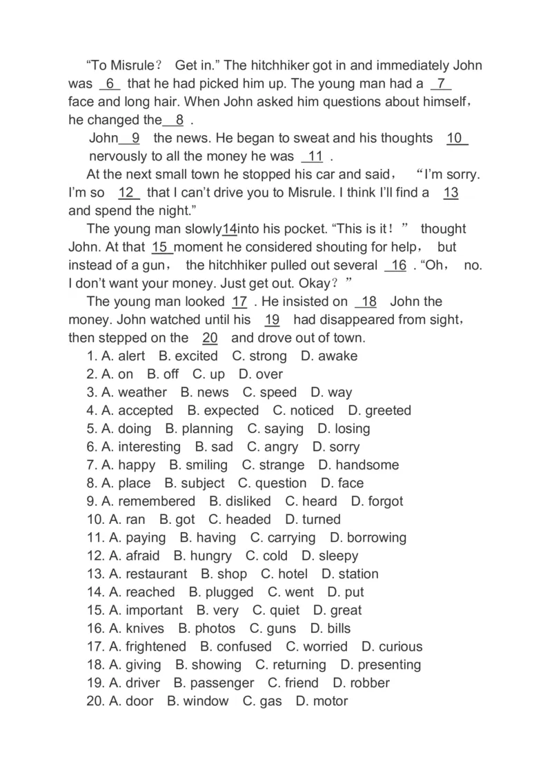 2023届高考英语二轮复习阅读理解完形填空语法填空分类综合训练（含答案）_3.2025英语总复习_赠品通用版（老高考）复习资料_二轮复习_496