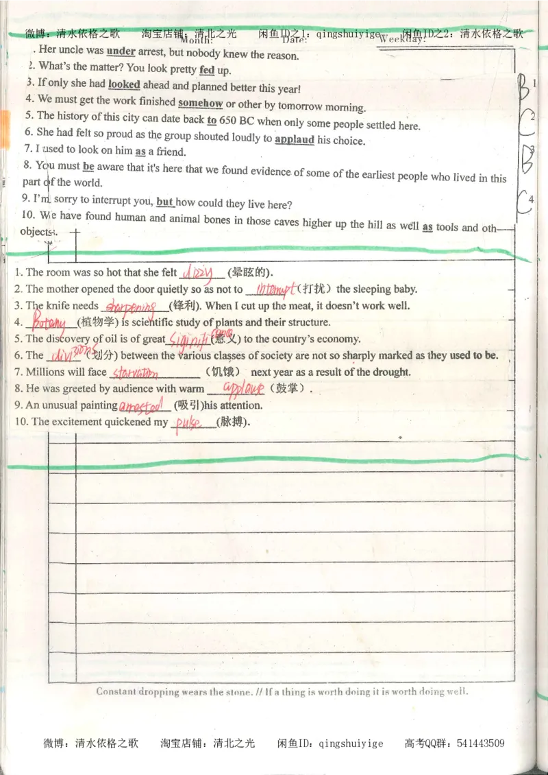 1积累与改错_英语_174页_高中衡水学霸笔记_高中全部赠品_错题集高中九科_英语积累与改错