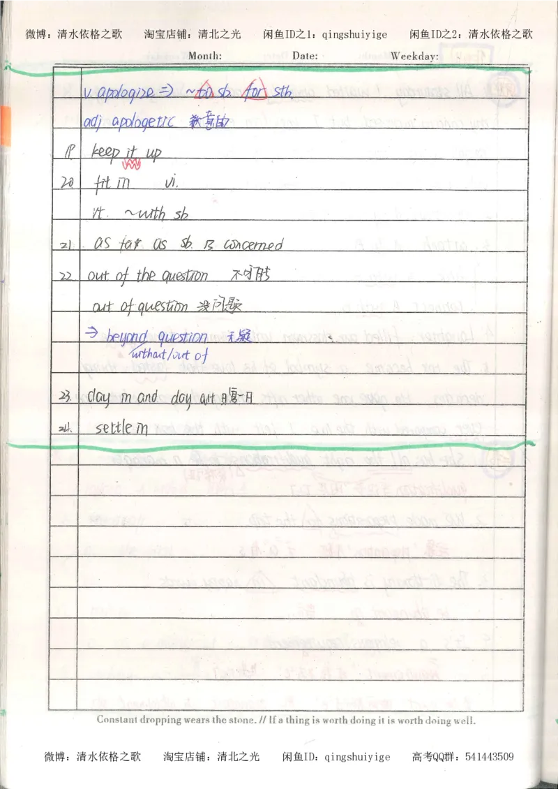 1积累与改错_英语_174页_高中衡水学霸笔记_高中全部赠品_错题集高中九科_英语积累与改错