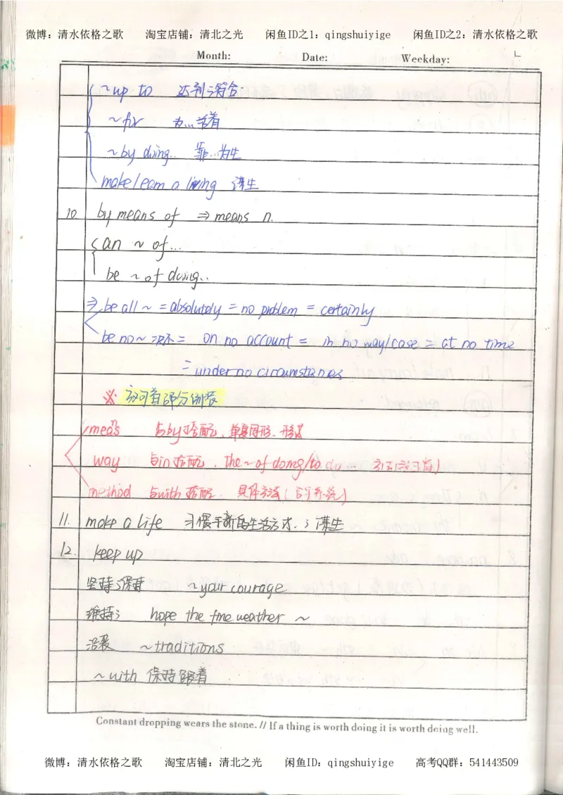 1积累与改错_英语_174页_高中衡水学霸笔记_高中全部赠品_错题集高中九科_英语积累与改错