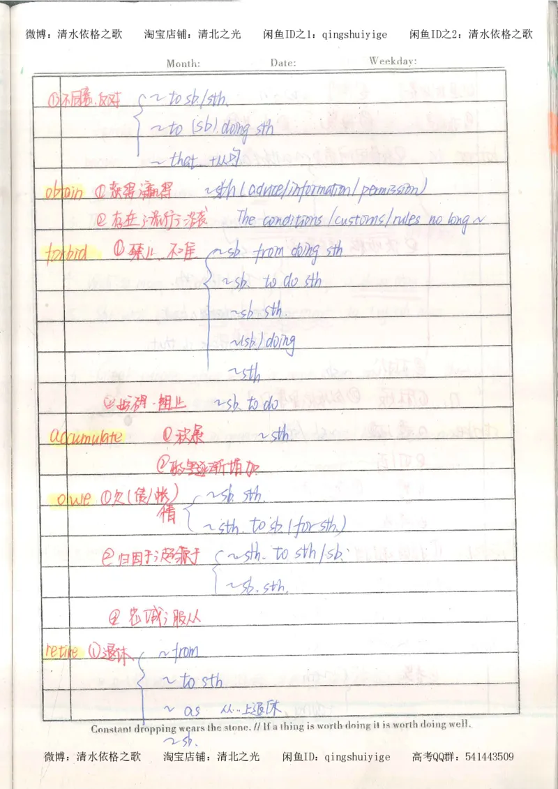 1积累与改错_英语_174页_高中衡水学霸笔记_高中全部赠品_错题集高中九科_英语积累与改错