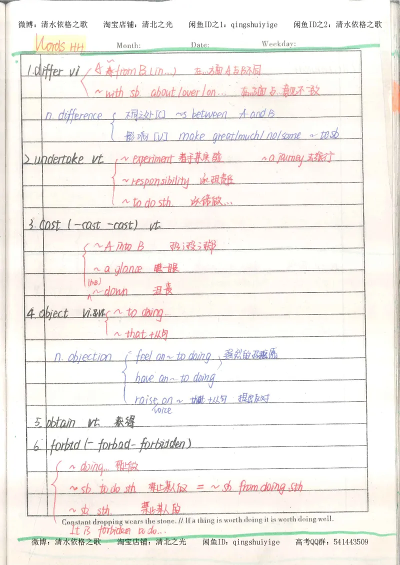 1积累与改错_英语_174页_高中衡水学霸笔记_高中全部赠品_错题集高中九科_英语积累与改错