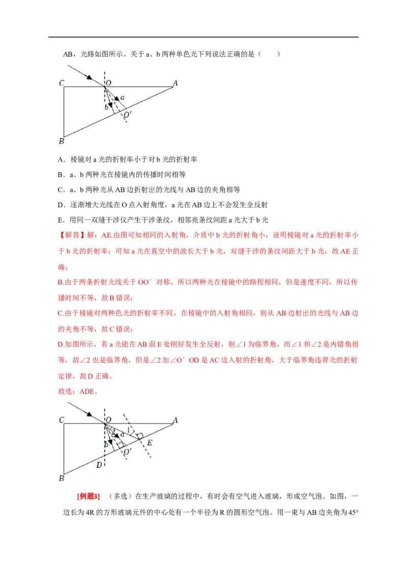 专题33光的折射与全反射（解析版）_4.2025物理总复习_赠品通用版（老高考）复习资料_专项复习_2023年高考冲刺物理热点知识讲练与题型归纳（全国通用）