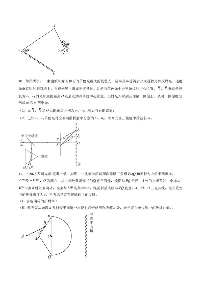 热点14光学中的常见模型（原卷版）_4.2025物理总复习_2024年新高考资料_3.2024专项复习_2024年高考物理热点&middot;重点&middot;难点专练（新高考专用）