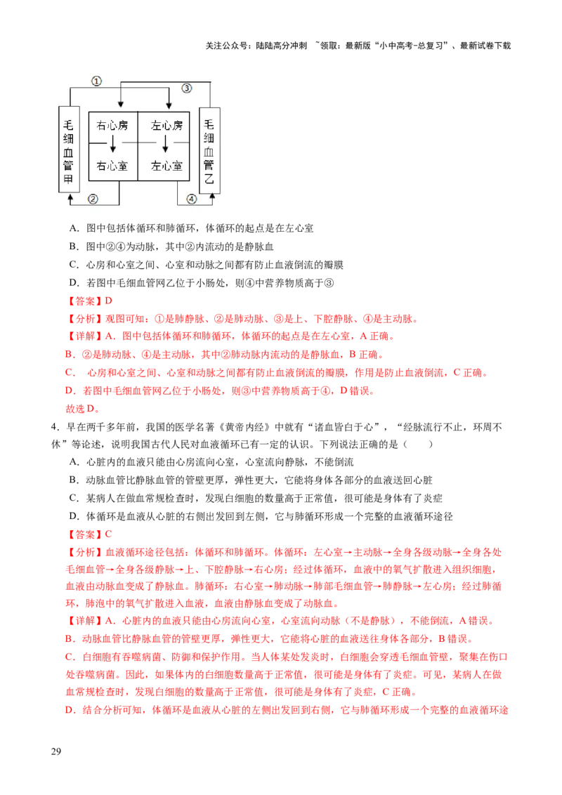 主题五人体生理与健康（讲练）（解析版）_02中考总复习（2026版更新中）_08-生物-中考总复习_2025中考复习资料_2025中考二轮课件ppt+讲义+练习生物_讲义+练习
