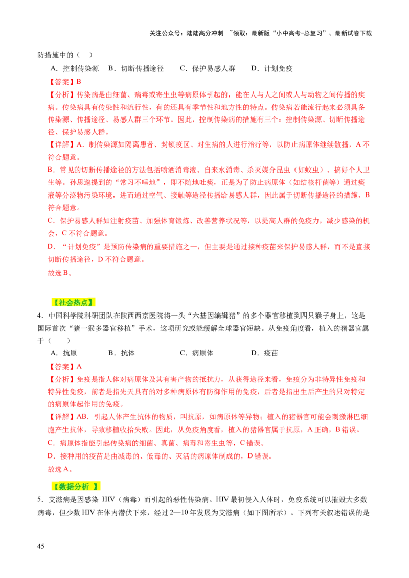 主题五人体生理与健康（讲练）（解析版）_02中考总复习（2026版更新中）_08-生物-中考总复习_2025中考复习资料_2025中考二轮课件ppt+讲义+练习生物_讲义+练习