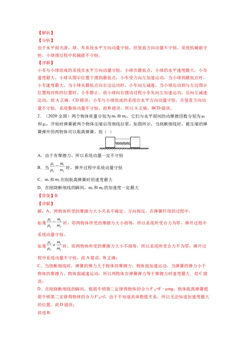 备战2023年高考物理考试易错题&mdash;&mdash;易错点15动量守恒定理及其应用答案_4.2025物理总复习_2023年新高复习资料_一轮复习_备战2023新高考物理一轮复习考试易错题（含答案）
