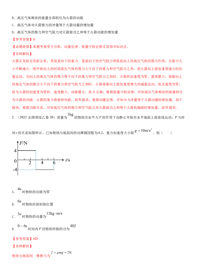 专题6.动量与能量（解析版）--2023高考二轮复习_4.2025物理总复习_2023年新高复习资料_二轮复习_2023年高考物理二轮复习二十五专题精练287608825_专题6动量与能量
