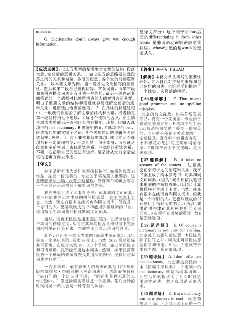 2024年高考英语真题（新高考I卷）七选五解读分析学案_3.2025英语总复习_2025年新高考资料_专项复习_备考2025&middot;真题解码2024年高考英语真题（新高考I卷）各题型解读分析学案