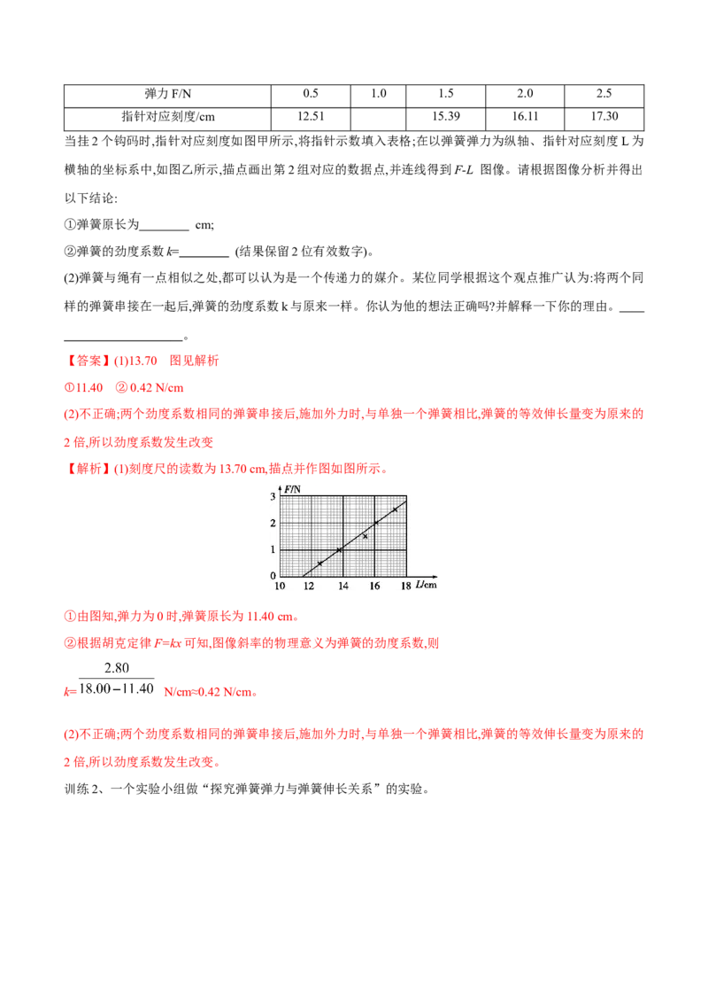 第四讲探究弹力和弹簧伸长的关系（解析版）_4.2025物理总复习_2023年新高复习资料_一轮复习_2023年高三物理一轮复习精讲精练278111462_第二章相互作用