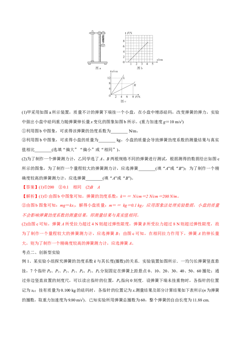 第四讲探究弹力和弹簧伸长的关系（解析版）_4.2025物理总复习_2023年新高复习资料_一轮复习_2023年高三物理一轮复习精讲精练278111462_第二章相互作用