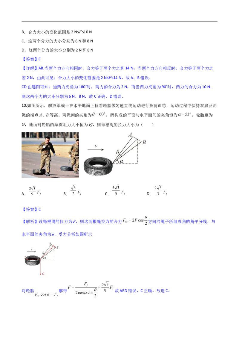 第05练力的合成与分解-2023年高考物理一轮复习小题多维练（全国通用）（解析版）_4.2025物理总复习_赠品通用版（老高考）复习资料_一轮复习