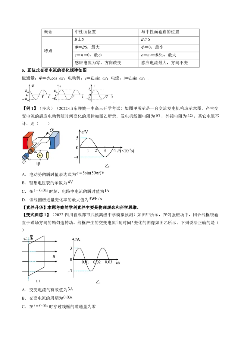 专题14.1　交变电流的产生和描述讲&mdash;&mdash;2023年高考物理一轮复习讲练测（新教材新高考通用）（原卷版）_4.2025物理总复习_2023年新高复习资料_一轮复习
