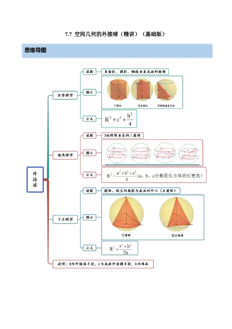 7.7空间几何的外接球（精讲）（基础版）（解析版）_2.2025数学总复习_2023年新高考资料_一轮复习_2023年高考数学一轮复习（基础版）（新高考地区专用）