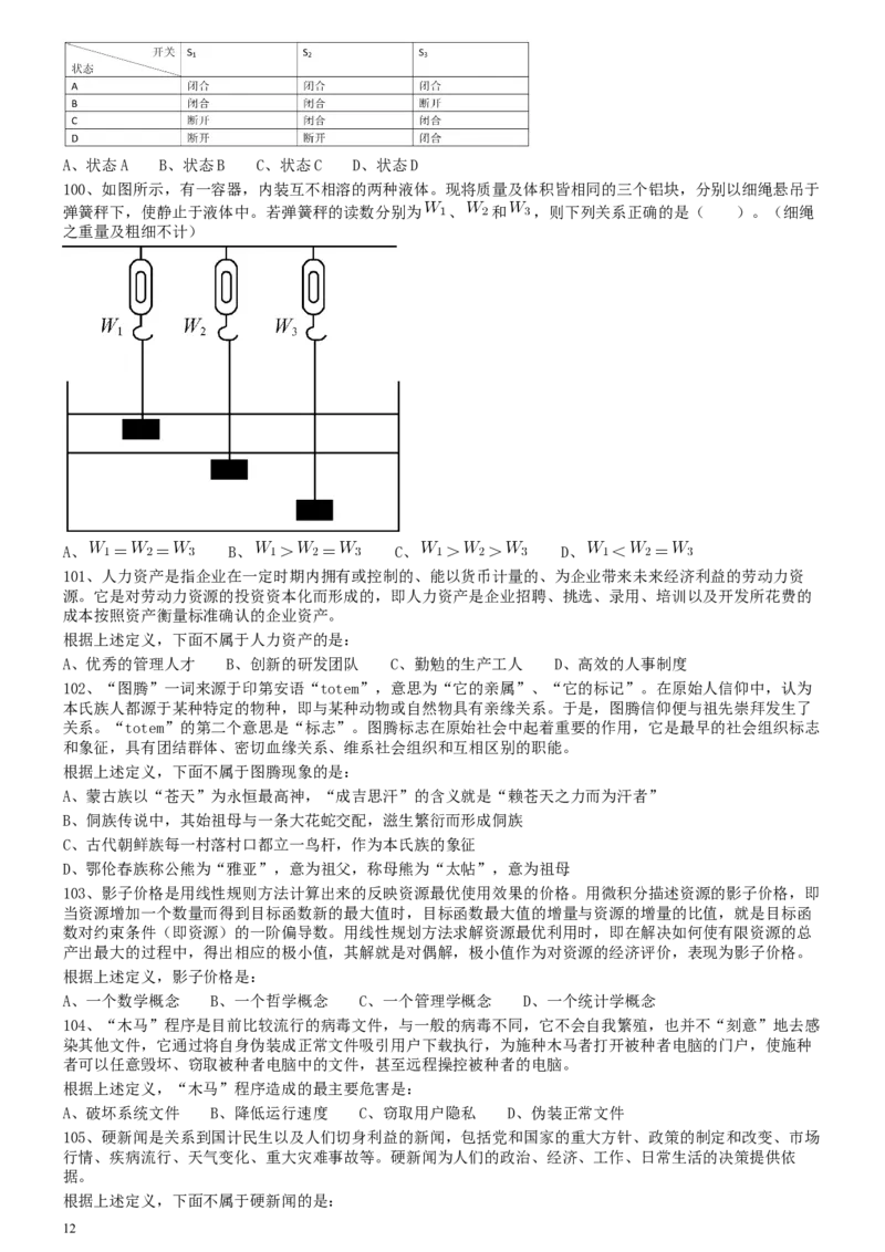 2012年0103上海公务员考试《行测》真题（B卷）_34省+国考真题_此文件夹为word版,不推荐使用_此word版为,不推荐使用_此word版为,不推荐使用_题目