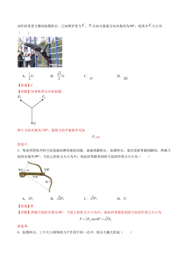 第06讲力的合成与分解（练习）（解析版）_4.2025物理总复习_2025年新高考资料_一轮复习_2025年高考物理一轮复习讲练测（新教材新高考）